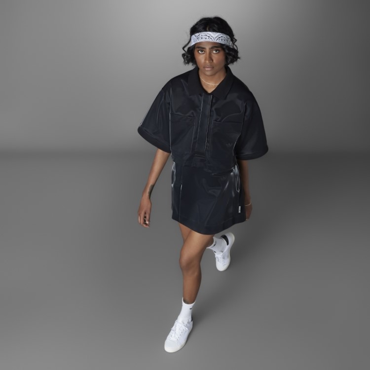 Adidas Camisa Polo Cropped Preto Azul Versão Brilhante