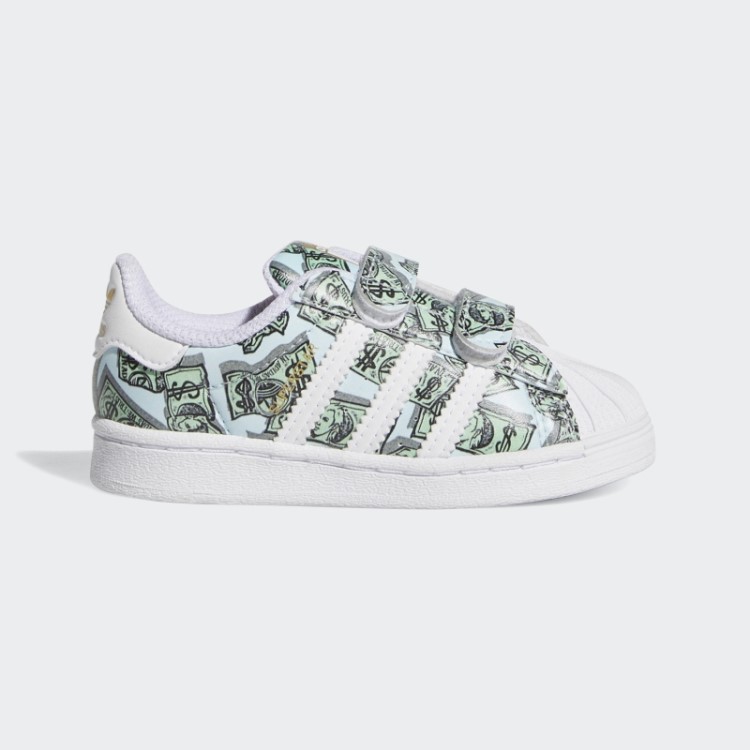 Tênis Branco Adidas Jeremy Scott Com Estampa De Dinheiro Superstar