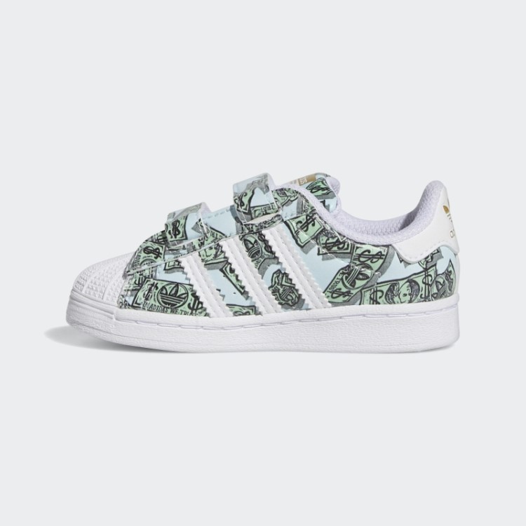 Tênis Branco Adidas Jeremy Scott Com Estampa De Dinheiro Superstar