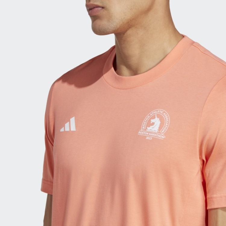 Camiseta De Corrida Adidas Coral Boston Marathon 2023 Feita Com A Natureza
