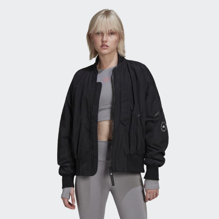 Jaqueta Bomber Em Tecido Adidas By Stella Mccartney Preta Quente