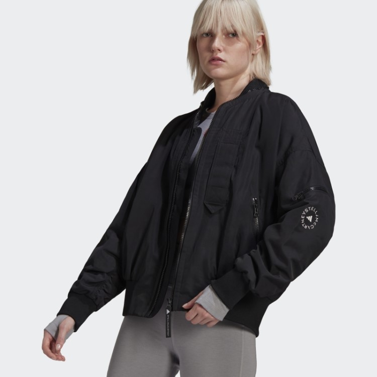 Jaqueta Bomber Em Tecido Adidas By Stella Mccartney Preta Quente