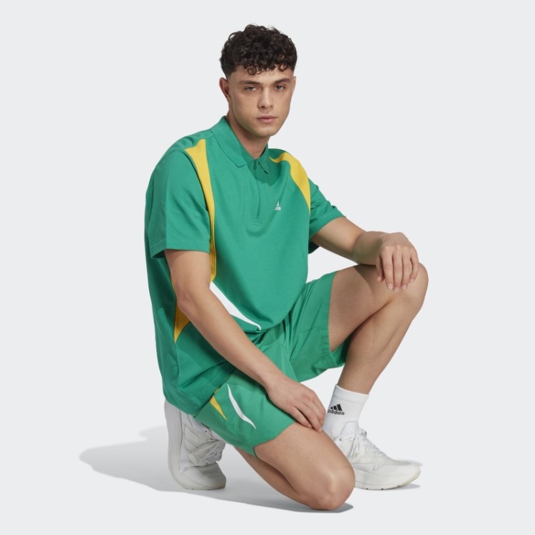 Adidas Colorblock Calção Tecido Verde Corte