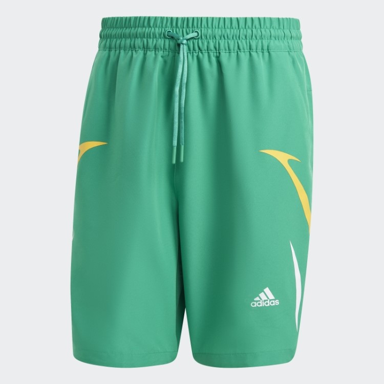 Adidas Colorblock Calção Tecido Verde Corte