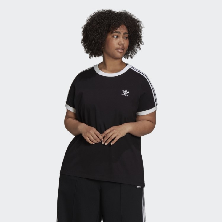 Camiseta Preta Adicolor Classics Com As Três Listras (tamanho Grande) Adidas