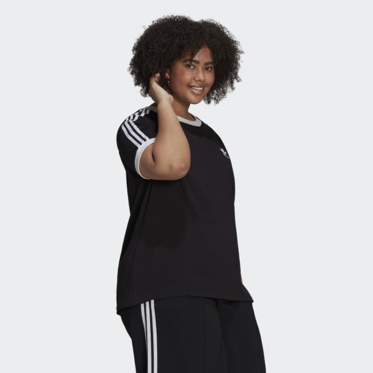 Camiseta Preta Adicolor Classics Com As Três Listras (tamanho Grande) Adidas