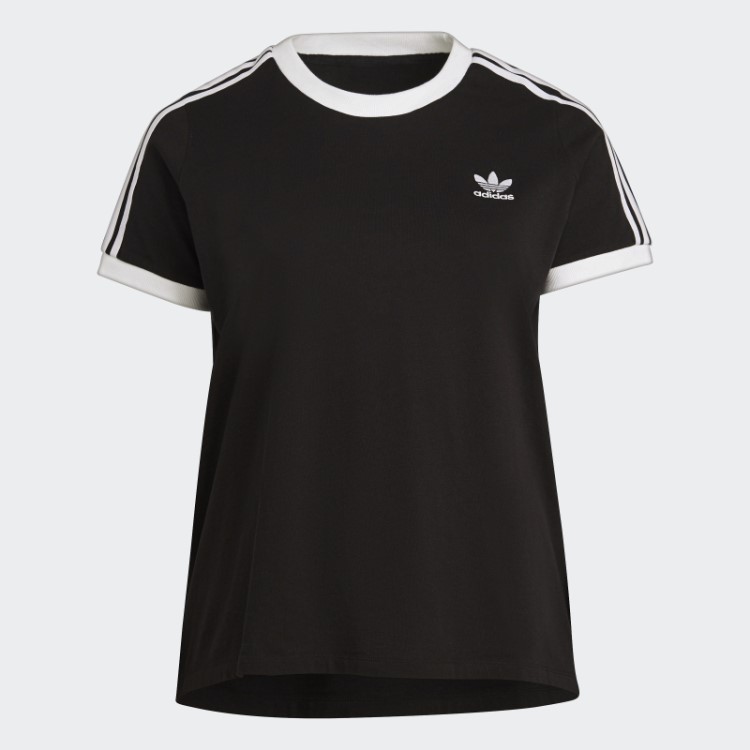 Camiseta Preta Adicolor Classics Com As Três Listras (tamanho Grande) Adidas