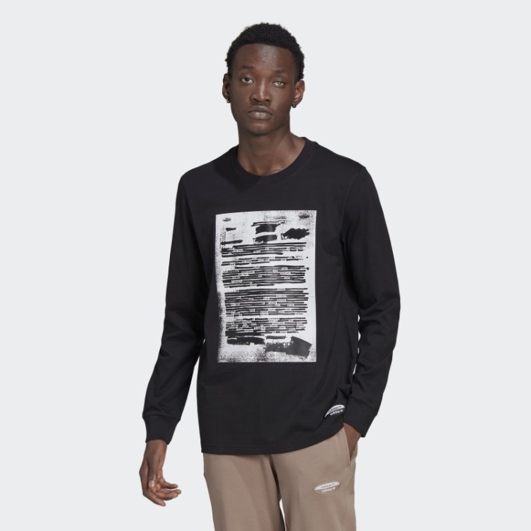 Preto Adidas R.y.v. Camiseta Manga Longa Gráfica