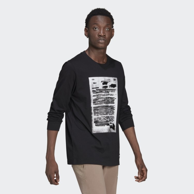 Preto Adidas R.y.v. Camiseta Manga Longa Gráfica