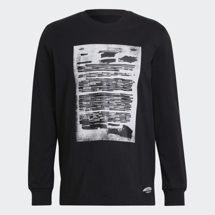 Preto Adidas R.y.v. Camiseta Manga Longa Gráfica