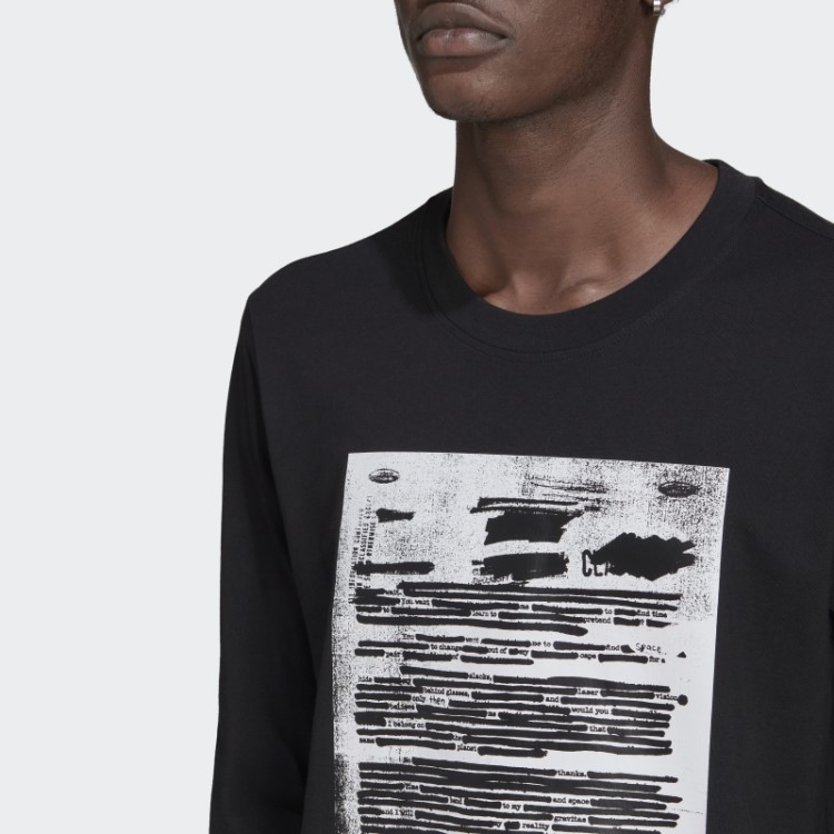 Preto Adidas R.y.v. Camiseta Manga Longa Gráfica