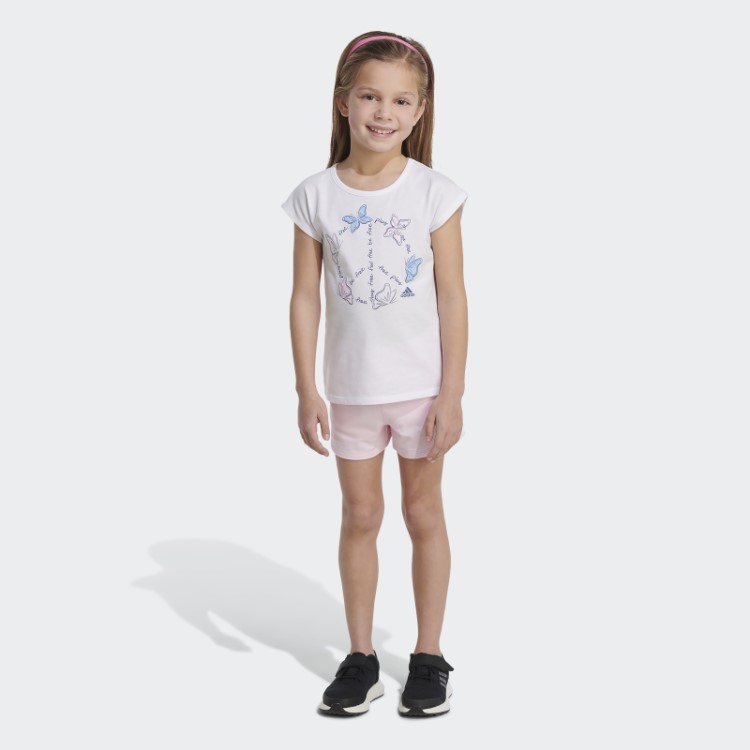 Conjunto De Shorts French Terry De Algodão Branco Adidas