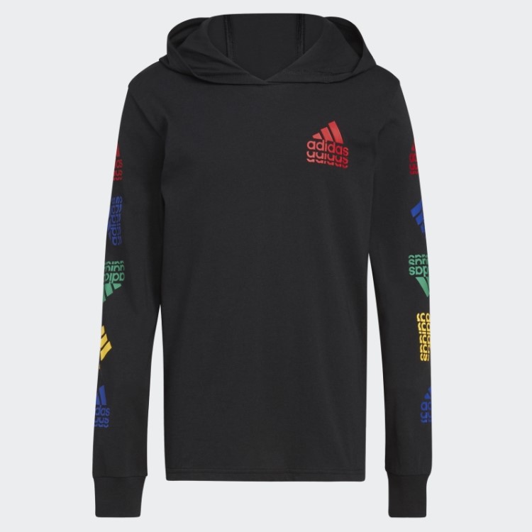 Camiseta Com Capuz Eco De Manga Longa Adidas Preta