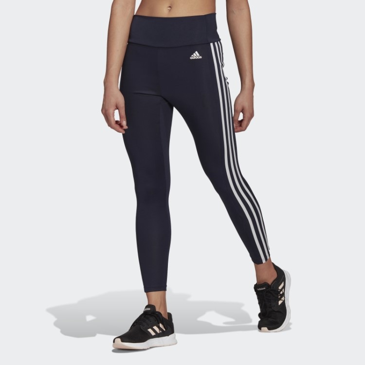 Tinta Adidas Projetada Para Mover Leggings Esportivas 7/8 Com 3 Listras De Cintura Alta