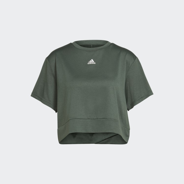 Camiseta Aeroready Studio Colheita Solta óxido Verde Adidas