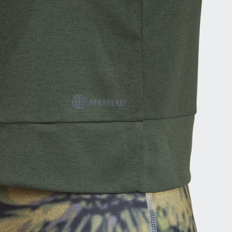 Camiseta Aeroready Studio Colheita Solta óxido Verde Adidas
