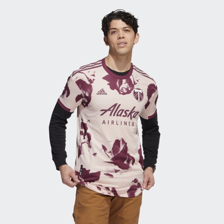 Vapor Rosa Adidas Portland Timbres 22/23 Away Camisa Autêntica