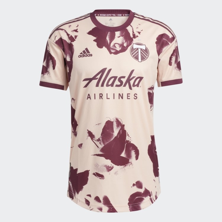 Vapor Rosa Adidas Portland Timbres 22/23 Away Camisa Autêntica