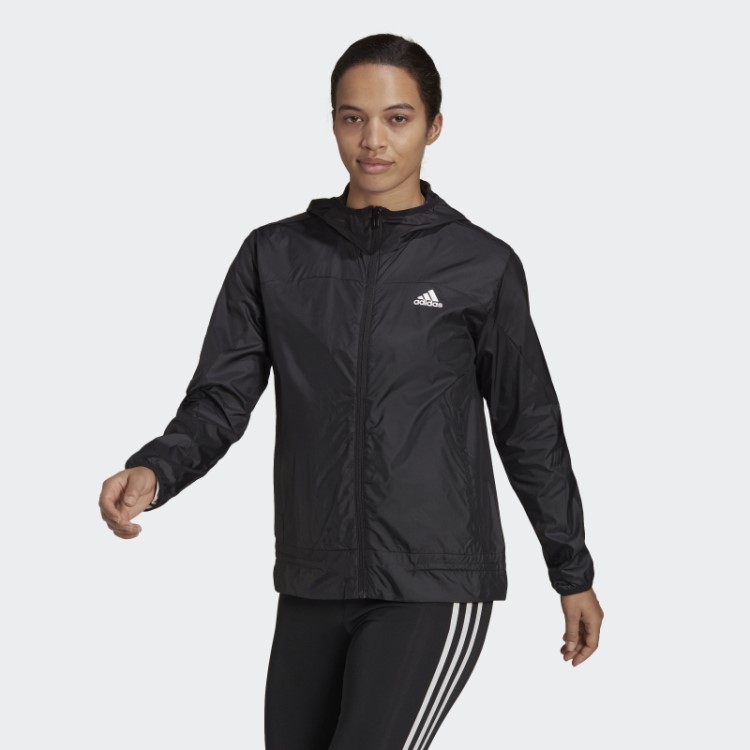 Blusão De Corrida Aeroready Logo Adidas Preto