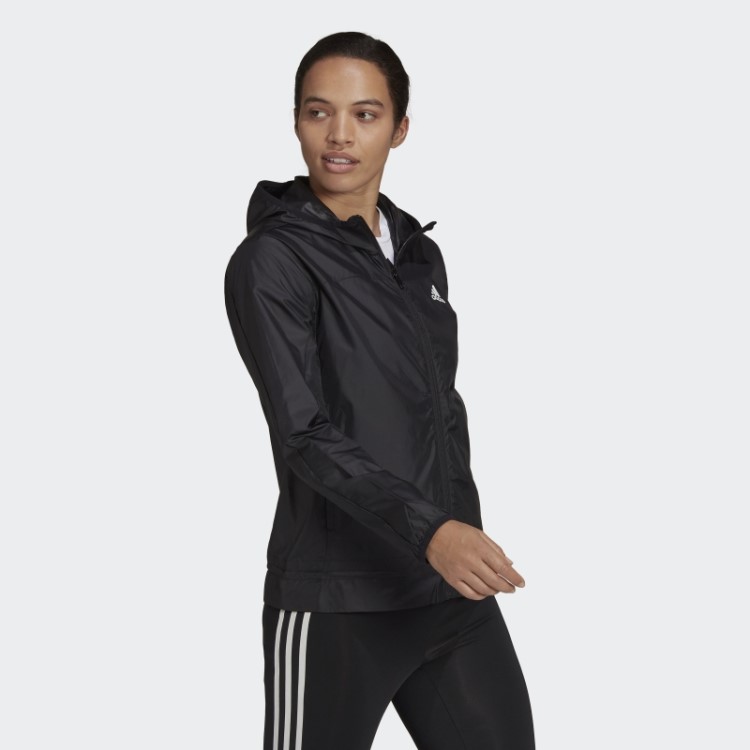 Blusão De Corrida Aeroready Logo Adidas Preto