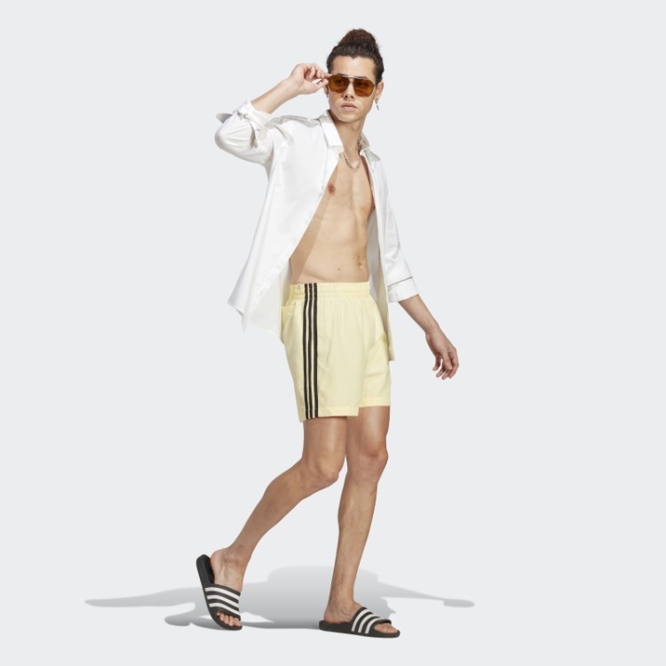 Short De Natação Com As Três Listras Amarelo Adidas Originals Adicolor