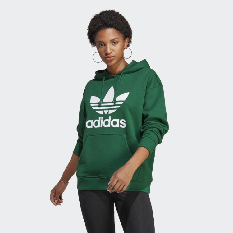 Moletom Verde Escuro Com Capuz Adidas Fashion