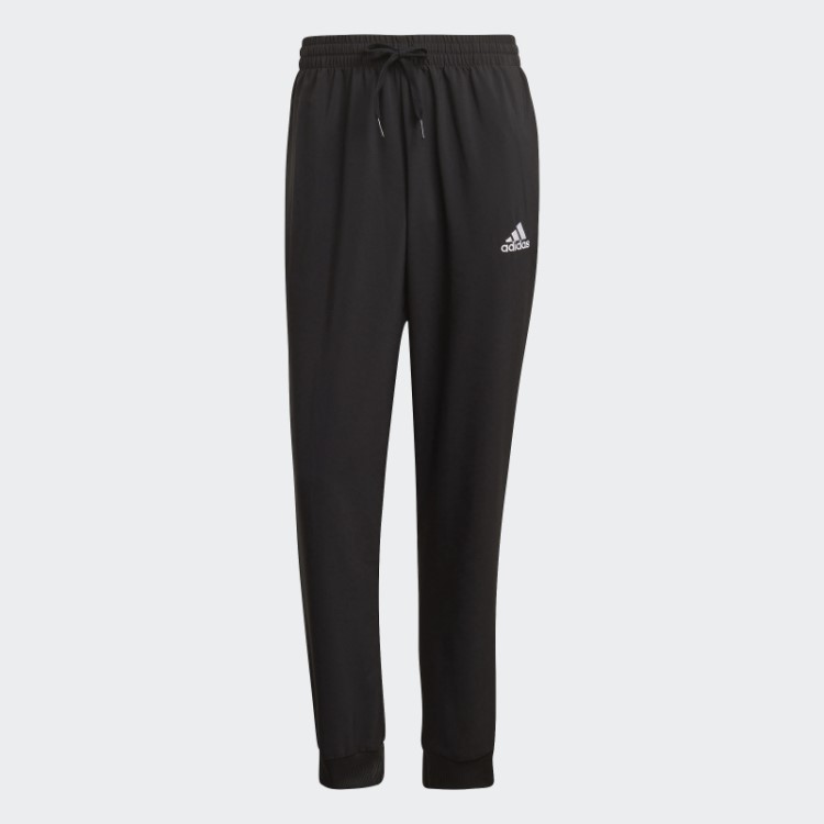 Calça Preta Adidas Aeroready Essentials Stanford Punho Afunilado Com Logo Bordado Pequeno