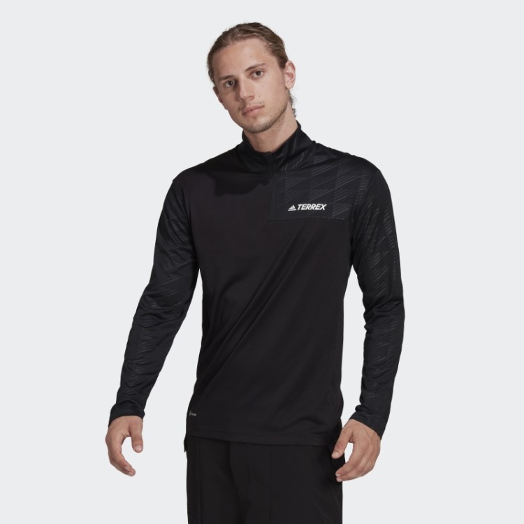 Camiseta Adidas Terrex Multi Com Meio Zíper Preta