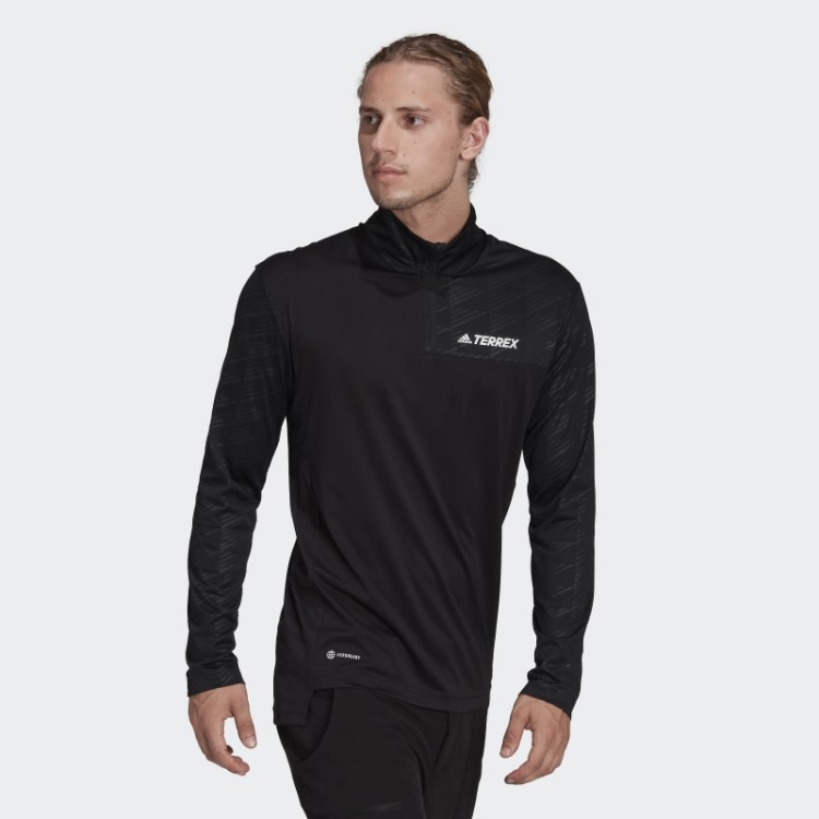 Camiseta Adidas Terrex Multi Com Meio Zíper Preta