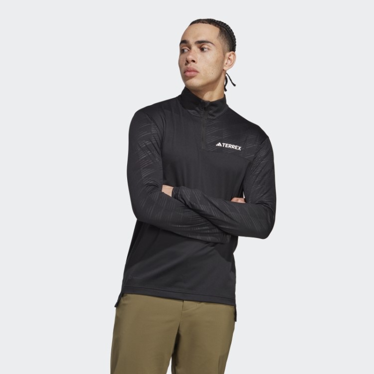 Blusa De Manga Longa Adidas Preta Terrex Com Vários Zíperes