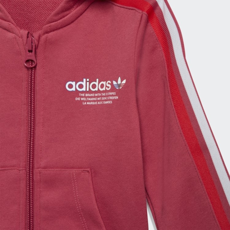 Conjunto Adicolor Com Capuz E Zíper Completo Rosa Adidas