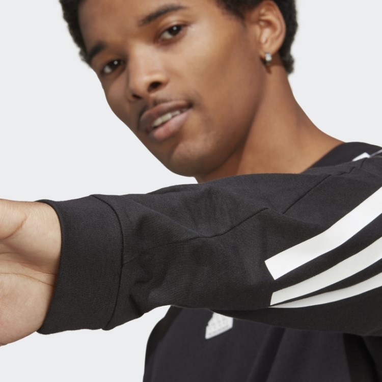 Camiseta Manga Longa Com As Três Listras Preta Future Icons Da Adidas