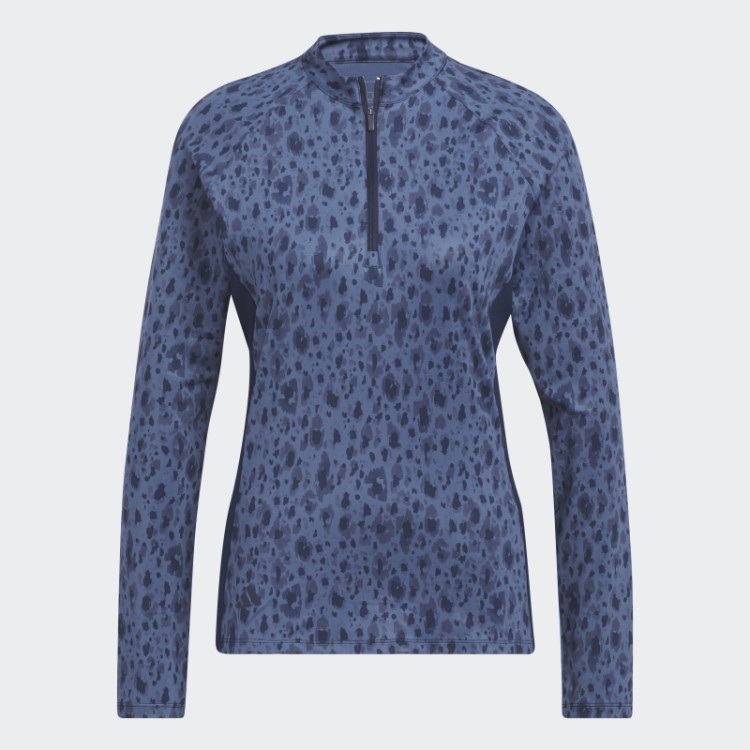 Camisa Polo De Golfe Com Estampa 1/4 E Gola Zombeteira Adidas Ultimate365 Azul Marinho