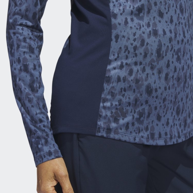 Camisa Polo De Golfe Com Estampa 1/4 E Gola Zombeteira Adidas Ultimate365 Azul Marinho