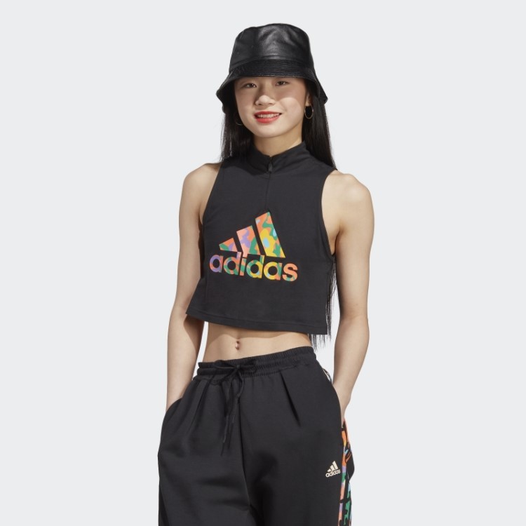 Regata Preta Com Estampa Adidas