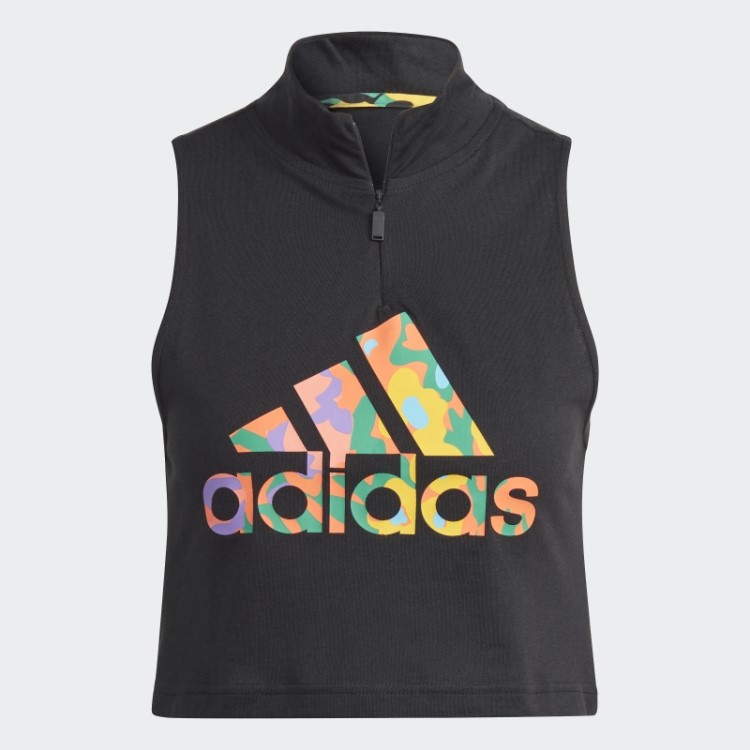 Regata Preta Com Estampa Adidas