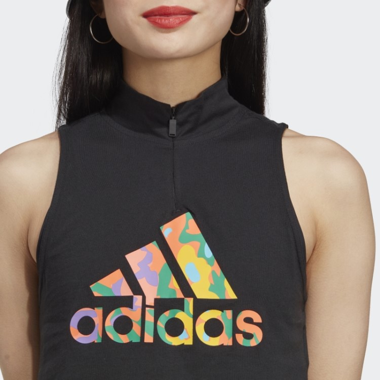 Regata Preta Com Estampa Adidas
