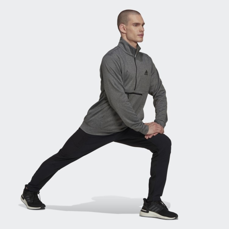 Aeroready Game And Go Small Logo Top Meio Zíper Adidas Cinza