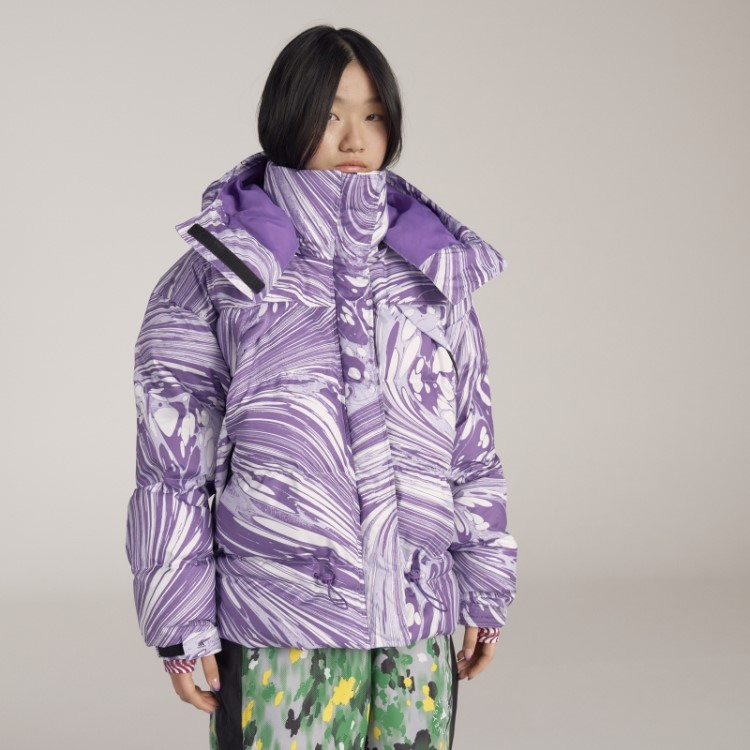Adidas By Stella Mccartney Jaqueta De Inverno Acolchoada Estampada Branca Quente