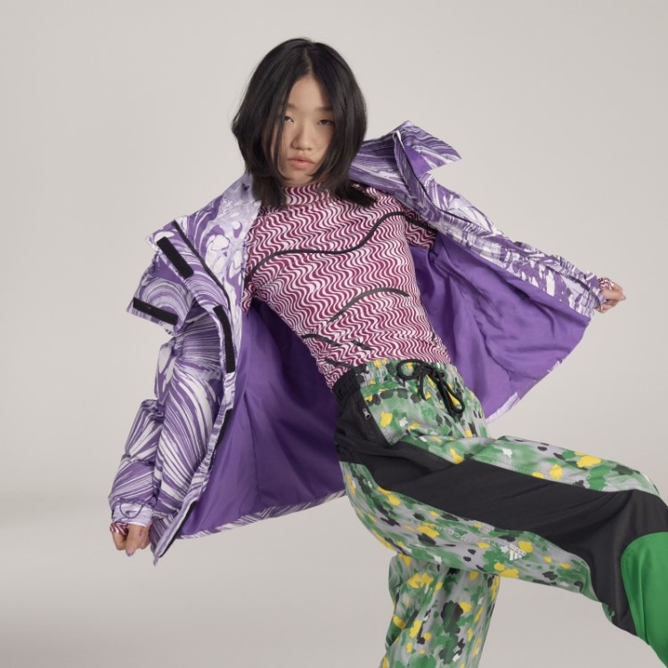 Adidas By Stella Mccartney Jaqueta De Inverno Acolchoada Estampada Branca Quente