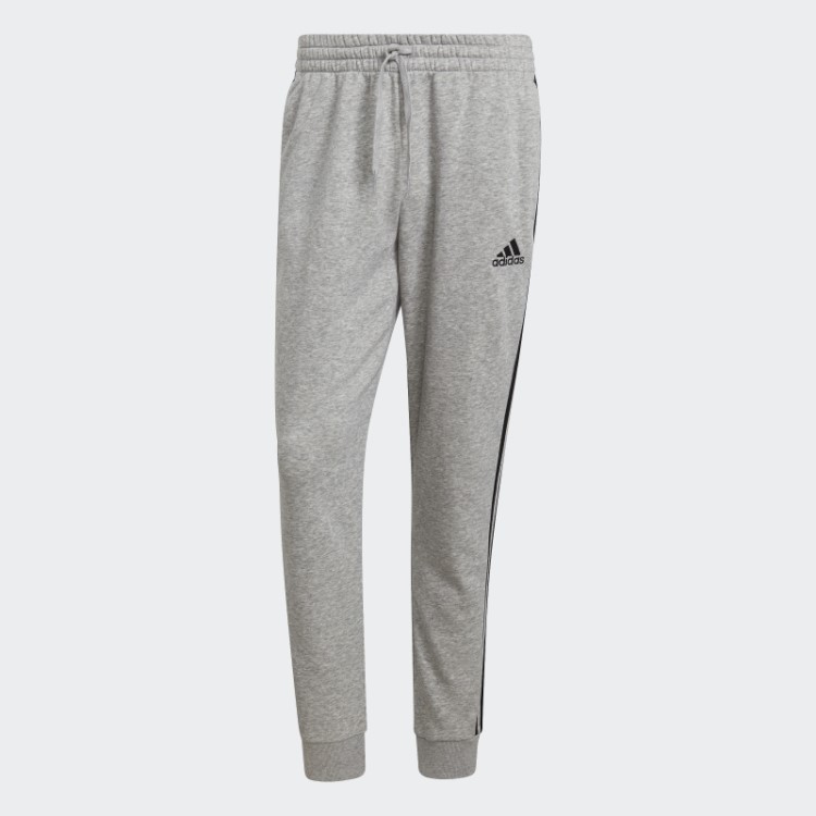Calça Cinza Médio Essencial French Terry Com Punho Cônico E As Três Listras Adidas