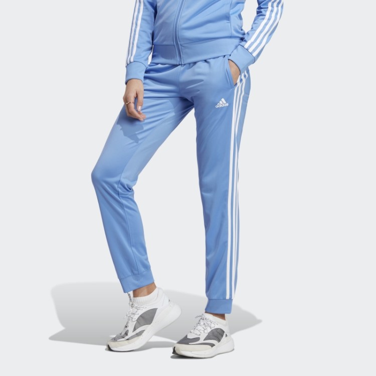 Calça Esportiva Azul Adidas Primegreen Essentials Com As Três Listras Estreitas