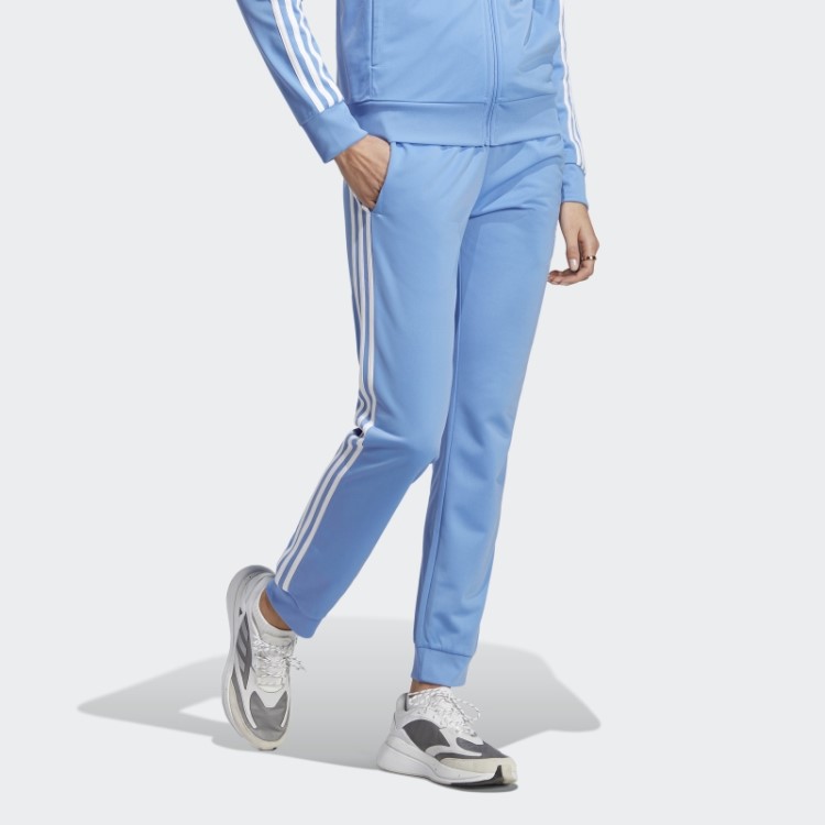 Calça Esportiva Azul Adidas Primegreen Essentials Com As Três Listras Estreitas