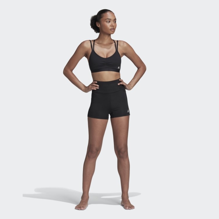 Leggings Curtas Pretas Adidas De Cintura Alta Essenciais Para Ioga