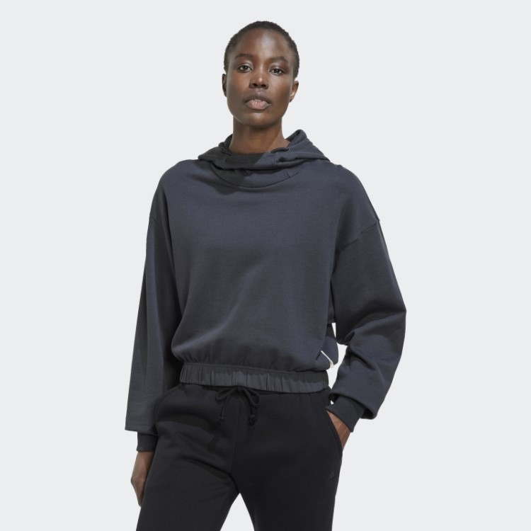 Moletom Cropped Adidas Studio Lounge Em Carbono