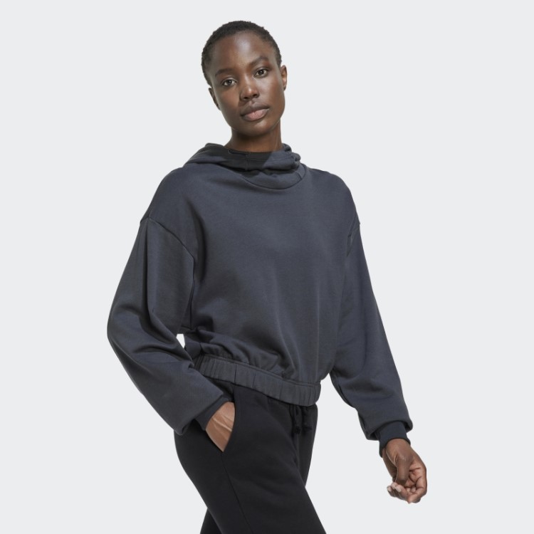 Moletom Cropped Adidas Studio Lounge Em Carbono