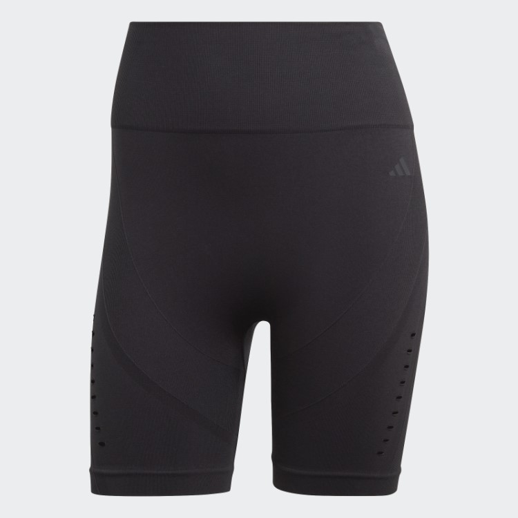 Leggings Curtas Para Yoga Studio Aeroknit Bike Preta Adidas