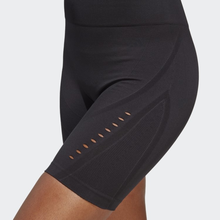 Leggings Curtas Para Yoga Studio Aeroknit Bike Preta Adidas