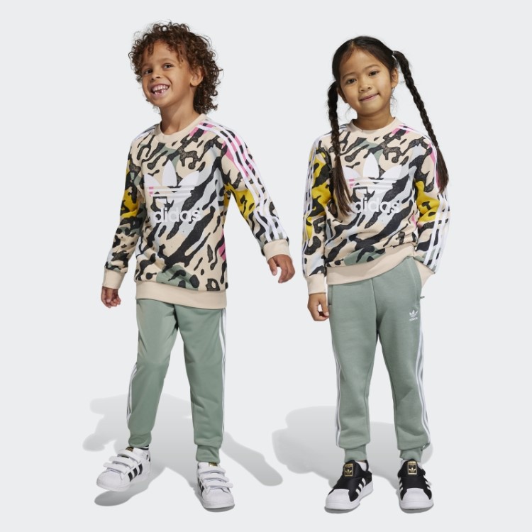 Adidas Animal Print Conjunto De Tripulação Multicolor Quente