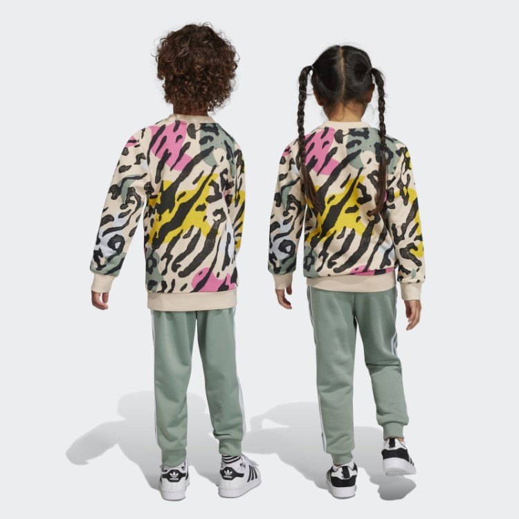 Conjunto De Tripulação De Areia Animal Print Adidas